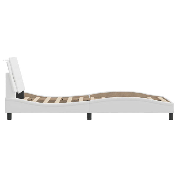 vidaXL Bed Frame with LED Without Mattress "Zadar" White 100x200 cm