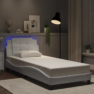 vidaXL Bed Frame with LED Without Mattress "Zadar" White 100x200 cm