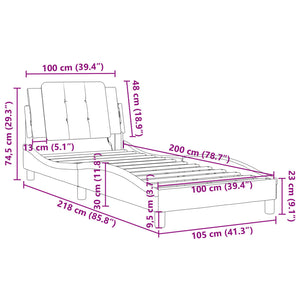 vidaXL Zadar Brown 100x200 cm LED Bed Frame without Mattress