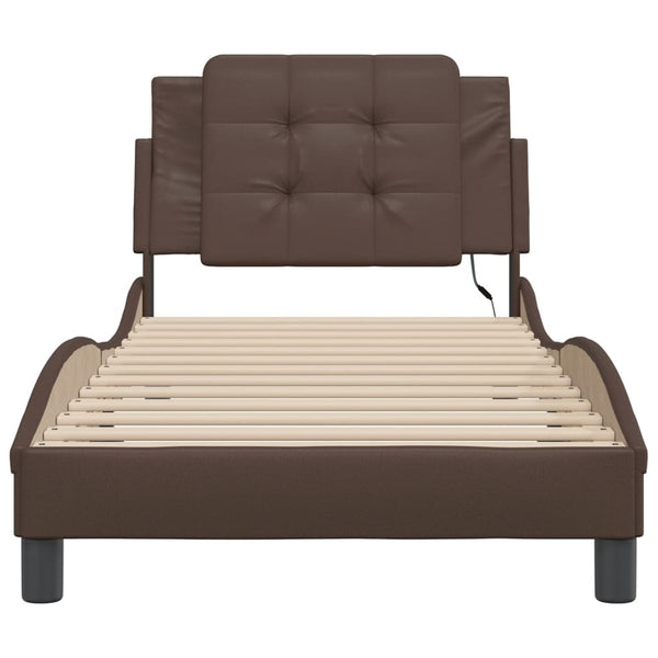 vidaXL Zadar Brown 100x200 cm LED Bed Frame without Mattress
