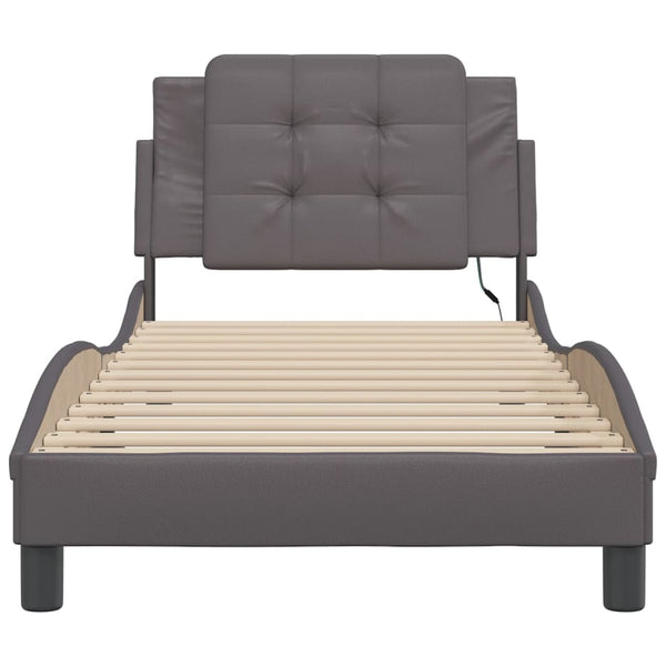 vidaXL LED Bed Frame without Mattress "Zadar" Grey 100x200 cm