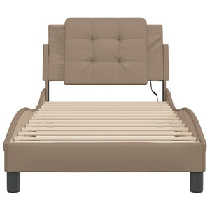 vidaXL LED Bed Frame without Mattress "Zadar" Cappuccino Brown 100x200 cm