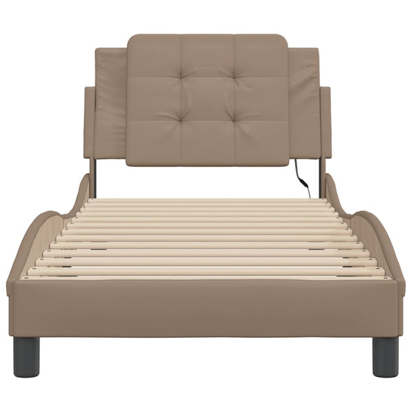 vidaXL LED Bed Frame without Mattress "Zadar" Cappuccino Brown 100x200 cm