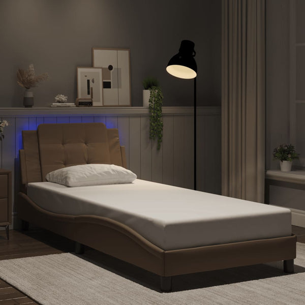 vidaXL LED Bed Frame without Mattress "Zadar" Cappuccino Brown 100x200 cm