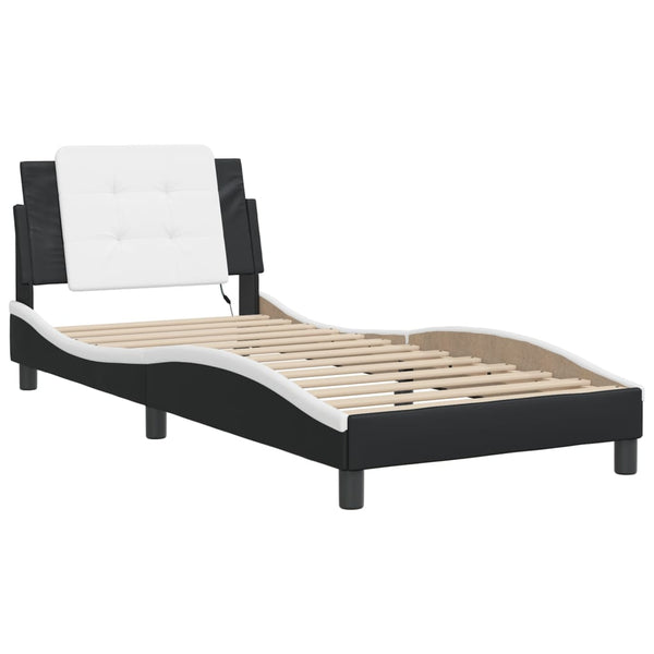 vidaXL LED Bed Frame without Mattress "Zadar" Black and White 100x200 cm