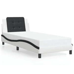 vidaXL Bed Frame with LED, without mattress, "Zadar" White and Black 100x200 cm