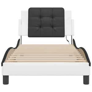 vidaXL Bed Frame with LED, without mattress, "Zadar" White and Black 100x200 cm