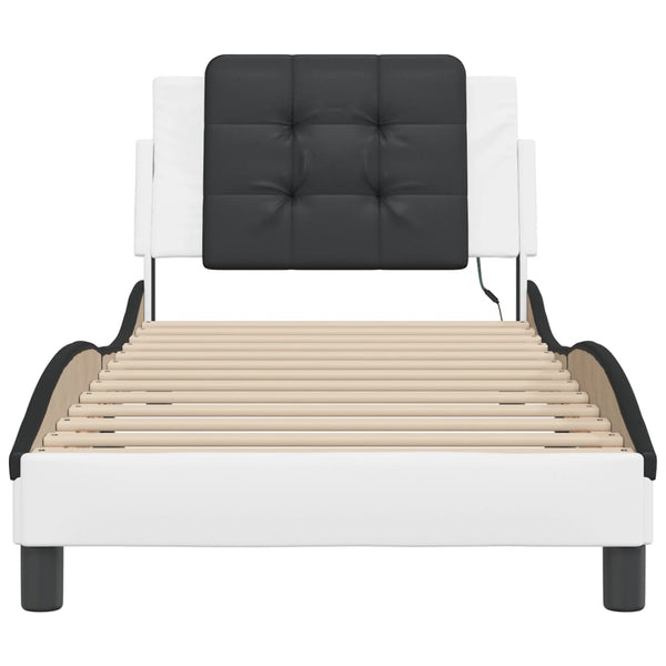 vidaXL Bed Frame with LED, without mattress, "Zadar" White and Black 100x200 cm