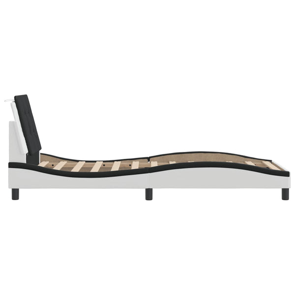 vidaXL Bed Frame with LED, without mattress, "Zadar" White and Black 100x200 cm