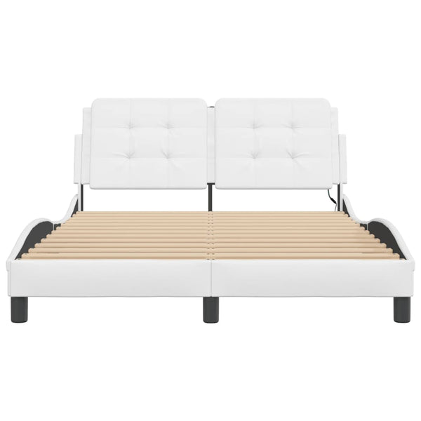 vidaXL LED Bed Frame without Mattress "Zadar" White 120x200 cm