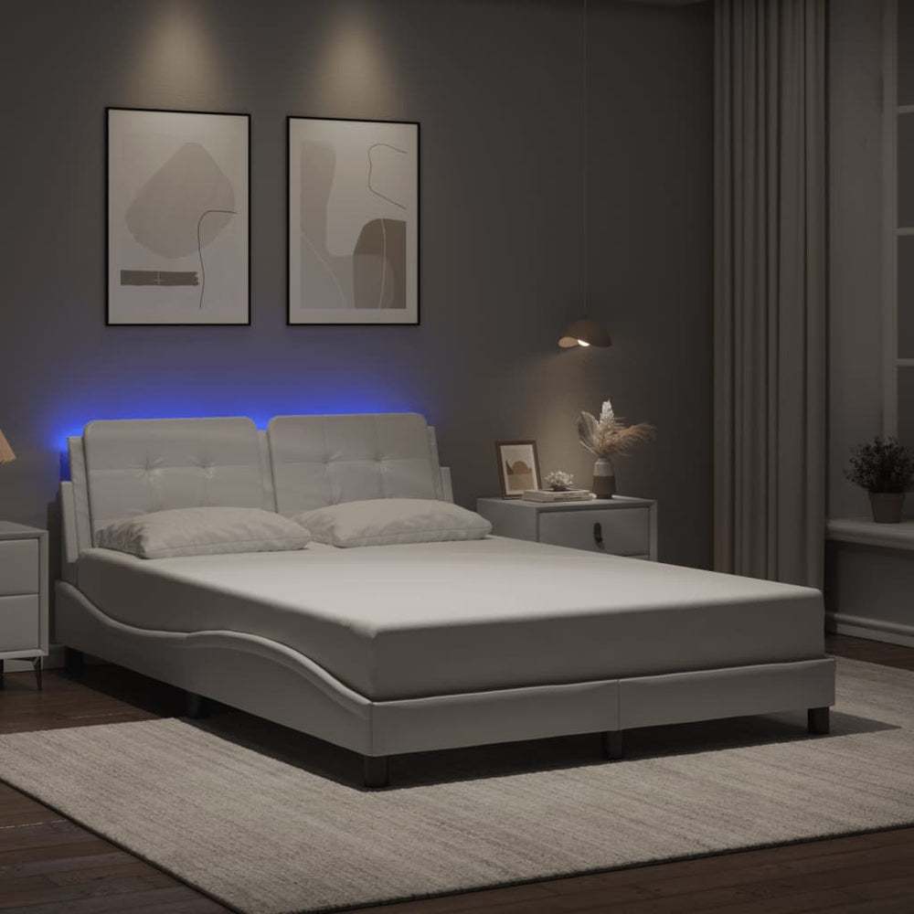 vidaXL LED Bed Frame without Mattress "Zadar" White 120x200 cm