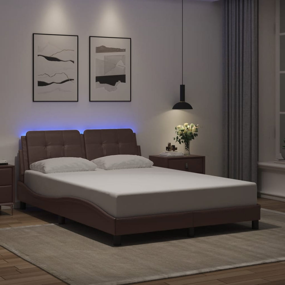 vidaXL LED Bed Frame without Mattress "Zadar" Brown 120x200 cm