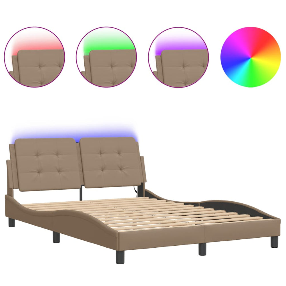 vidaXL LED Bed Frame without Mattress "Zadar" Cappuccino Brown 120x200 cm