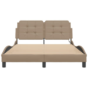 vidaXL LED Bed Frame without Mattress "Zadar" Cappuccino Brown 120x200 cm