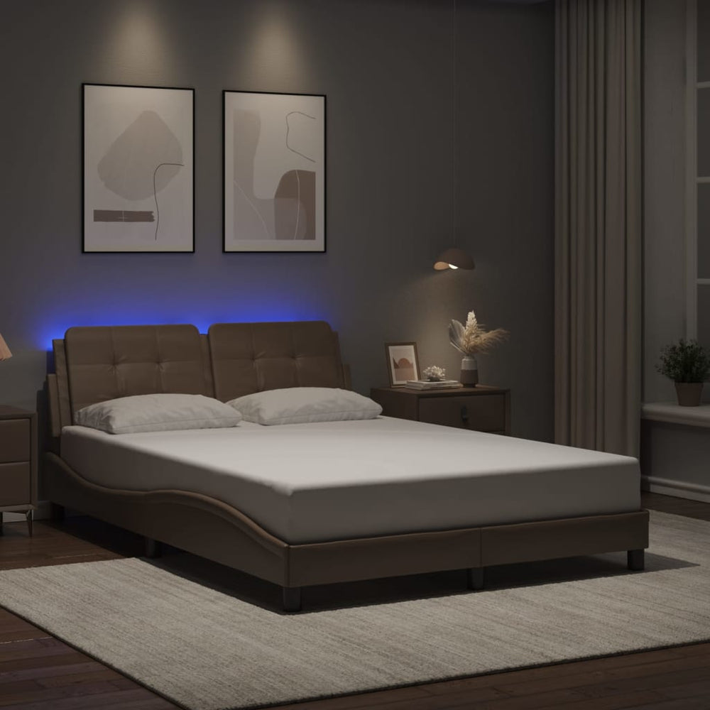 vidaXL LED Bed Frame without Mattress "Zadar" Cappuccino Brown 120x200 cm