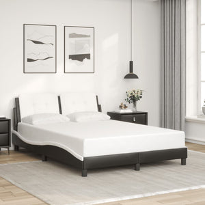vidaXL LED Bed Frame without Mattress "Zadar" Black and White 120x200 cm