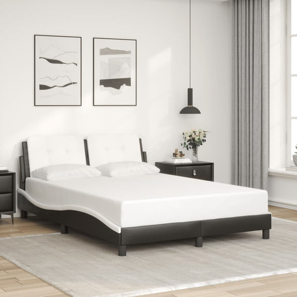 vidaXL LED Bed Frame without Mattress "Zadar" Black and White 120x200 cm