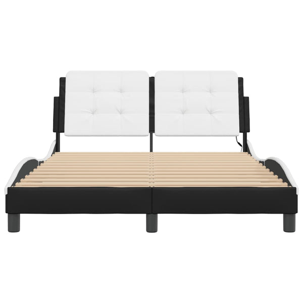 vidaXL LED Bed Frame without Mattress "Zadar" Black and White 120x200 cm