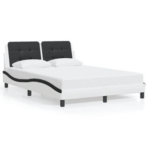 vidaXL Zadar Bed Frame with LED, No Mattress, White and Black 120x200 cm