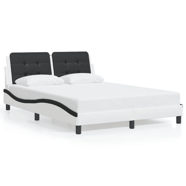 vidaXL Zadar Bed Frame with LED, No Mattress, White and Black 120x200 cm