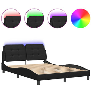 vidaXL LED Bed Frame without Mattress "Zadar" Black 140x190 cm