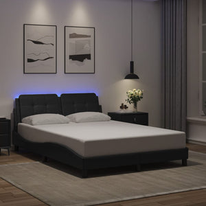 vidaXL LED Bed Frame without Mattress "Zadar" Black 140x190 cm