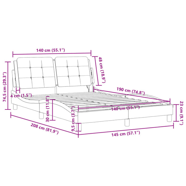 vidaXL LED Bed Frame without Mattress "Zadar" White 140x190 cm
