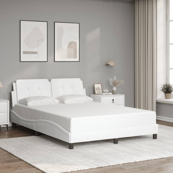 vidaXL LED Bed Frame without Mattress "Zadar" White 140x190 cm