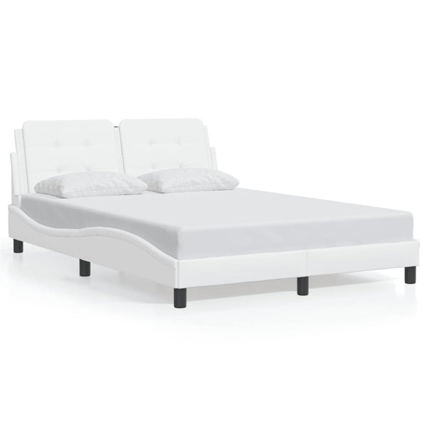 vidaXL LED Bed Frame without Mattress "Zadar" White 140x190 cm