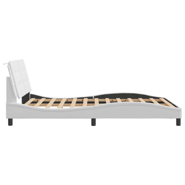 vidaXL LED Bed Frame without Mattress "Zadar" White 140x190 cm
