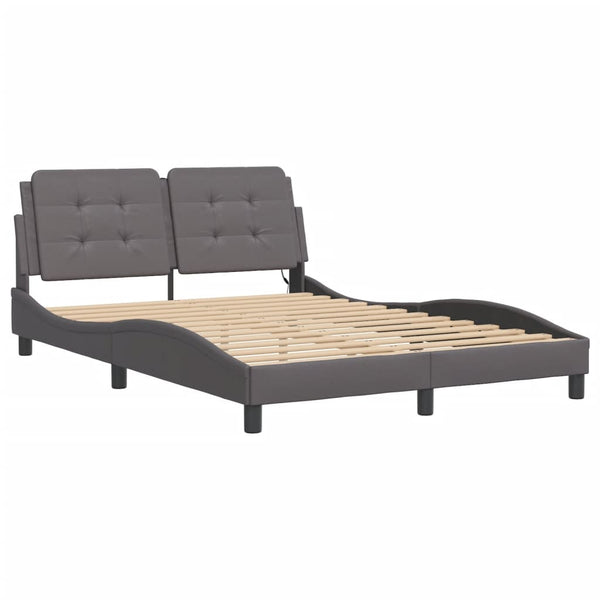 vidaXL LED Bed Frame without Mattress "Zadar" Grey 140x190 cm
