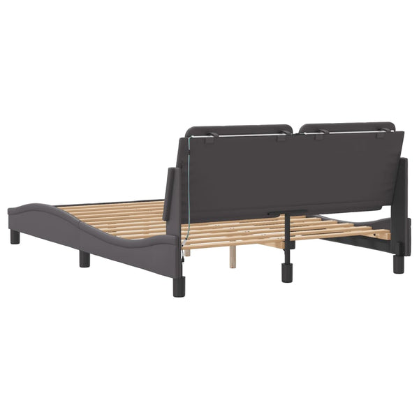 vidaXL LED Bed Frame without Mattress "Zadar" Grey 140x190 cm