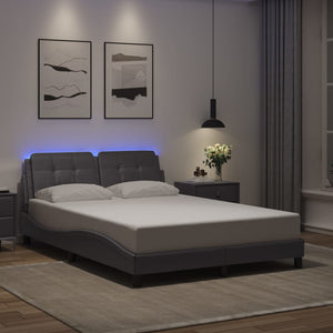vidaXL LED Bed Frame without Mattress "Zadar" Grey 140x190 cm