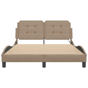 vidaXL LED Bed Frame without Mattress "Zadar" Cappuccino Brown 140x190 cm