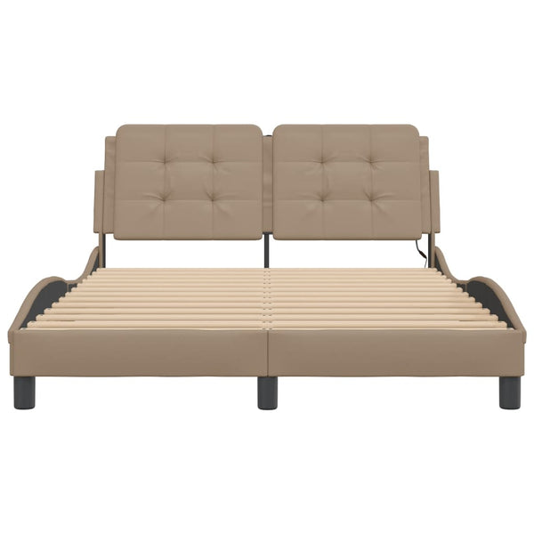 vidaXL LED Bed Frame without Mattress "Zadar" Cappuccino Brown 140x190 cm