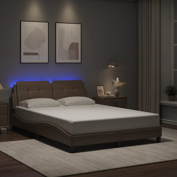 vidaXL LED Bed Frame without Mattress "Zadar" Cappuccino Brown 140x190 cm