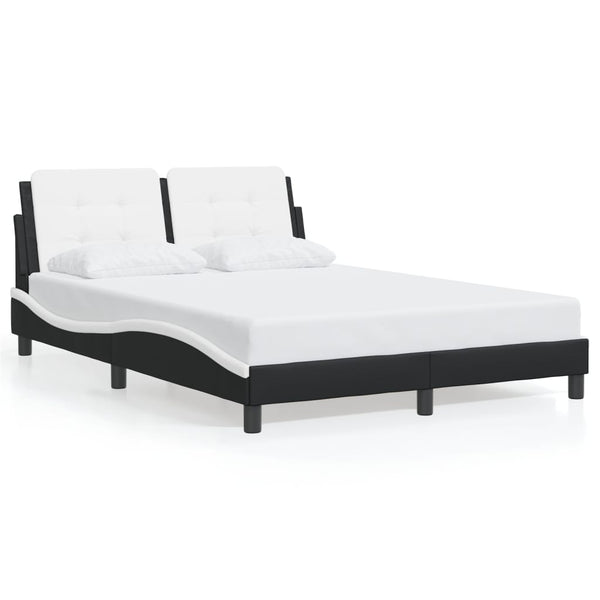 vidaXL LED Bed Frame without Mattress "Zadar" Black and White 140x190 cm