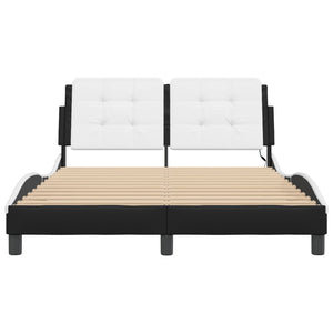 vidaXL LED Bed Frame without Mattress "Zadar" Black and White 140x190 cm