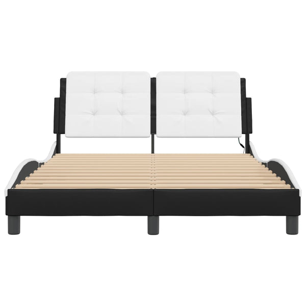 vidaXL LED Bed Frame without Mattress "Zadar" Black and White 140x190 cm