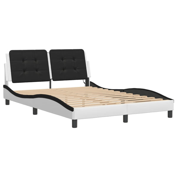 vidaXL LED Bed Frame without Mattress "Zadar" White and Black 140x190 cm