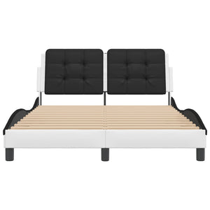 vidaXL LED Bed Frame without Mattress "Zadar" White and Black 140x190 cm