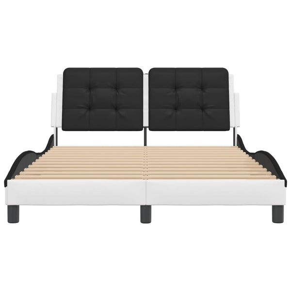 vidaXL LED Bed Frame without Mattress "Zadar" White and Black 140x190 cm