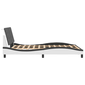 vidaXL LED Bed Frame without Mattress "Zadar" White and Black 140x190 cm