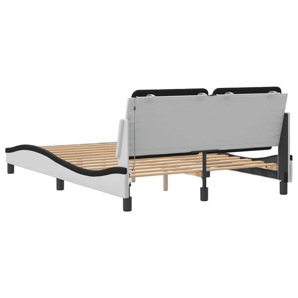 vidaXL LED Bed Frame without Mattress "Zadar" White and Black 140x190 cm