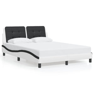 vidaXL LED Bed Frame without Mattress "Zadar" White and Black 140x190 cm