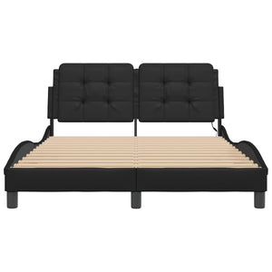 vidaXL LED Bed Frame without Mattress "Zadar" Black 140x200 cm