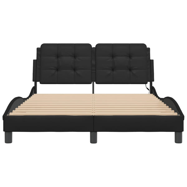 vidaXL LED Bed Frame without Mattress "Zadar" Black 140x200 cm