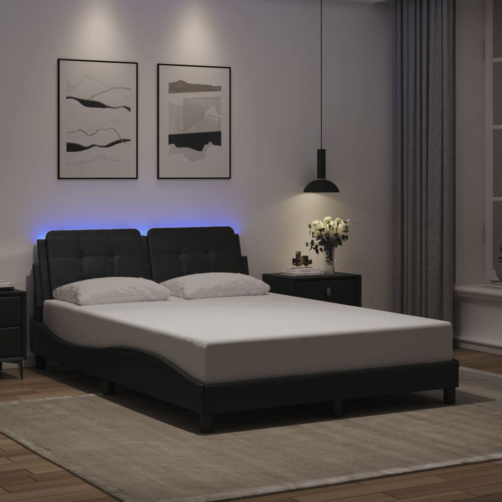 vidaXL LED Bed Frame without Mattress "Zadar" Black 140x200 cm