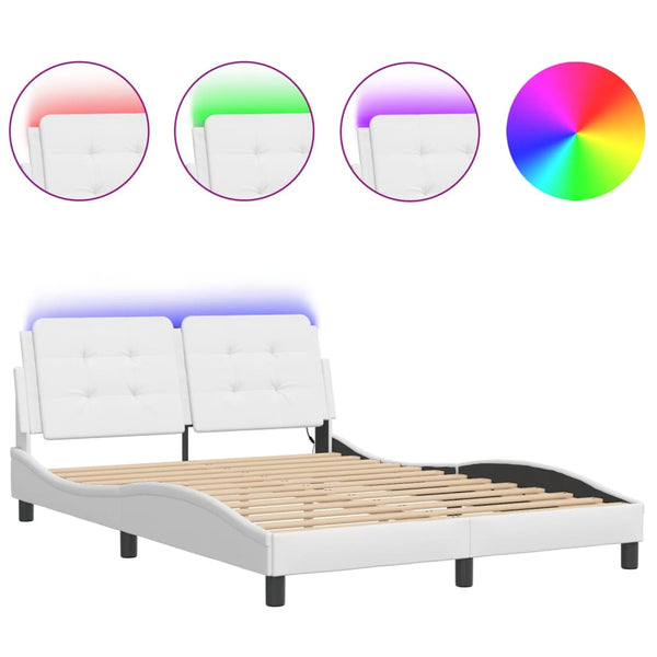 vidaXL LED Bed Frame without Mattress "Zadar" White 140x200 cm
