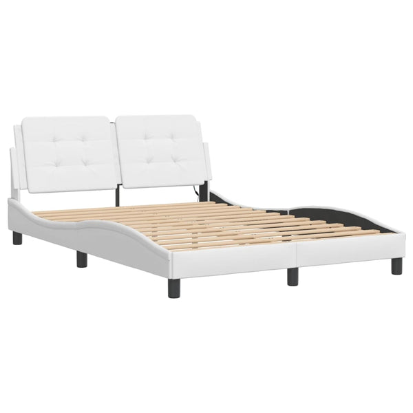 vidaXL LED Bed Frame without Mattress "Zadar" White 140x200 cm